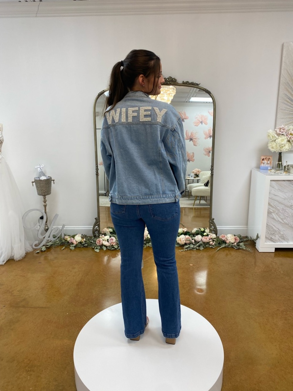 WIFEY Jean jacket (pearl bedazzle)